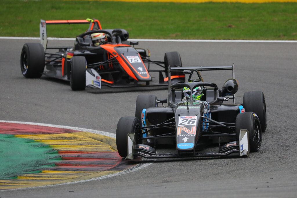 Louis Foster driving at Spa-Francorchamps