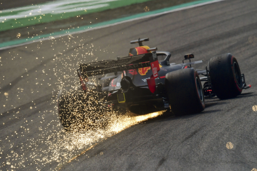 An F1 car sparking