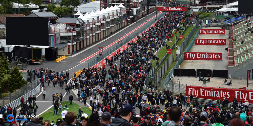 Fans on the circuit of Spa-Francorchamps after the F1 Belgian Grand Prix