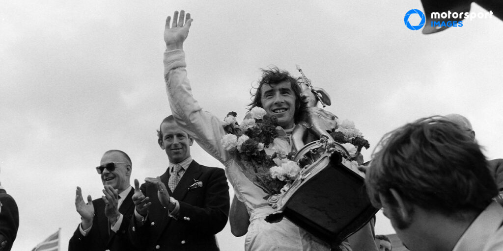 Jackie Stewart wins the British Grand Prix