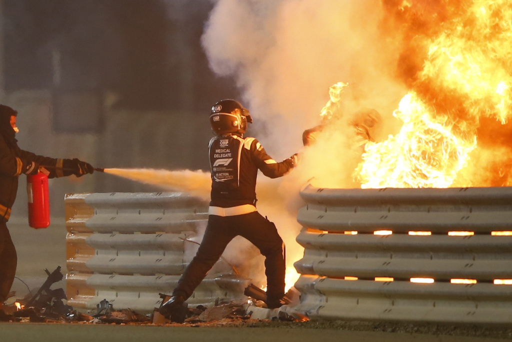 Romain Grosjean escaped from a fiery crash
