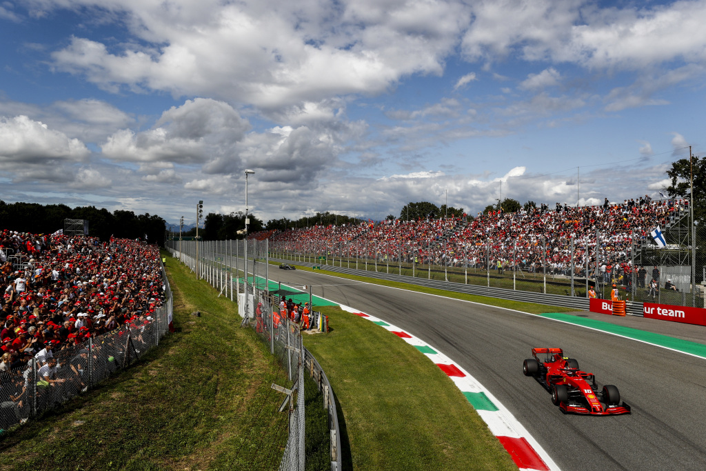 Charles Leclerc leads Lewis Hamilton during the 2019 Italian Grand Prix