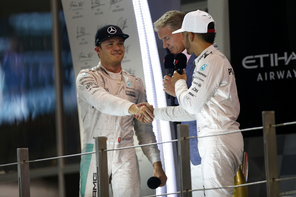 Nico Rosberg shakes Lewis Hamilton's hand