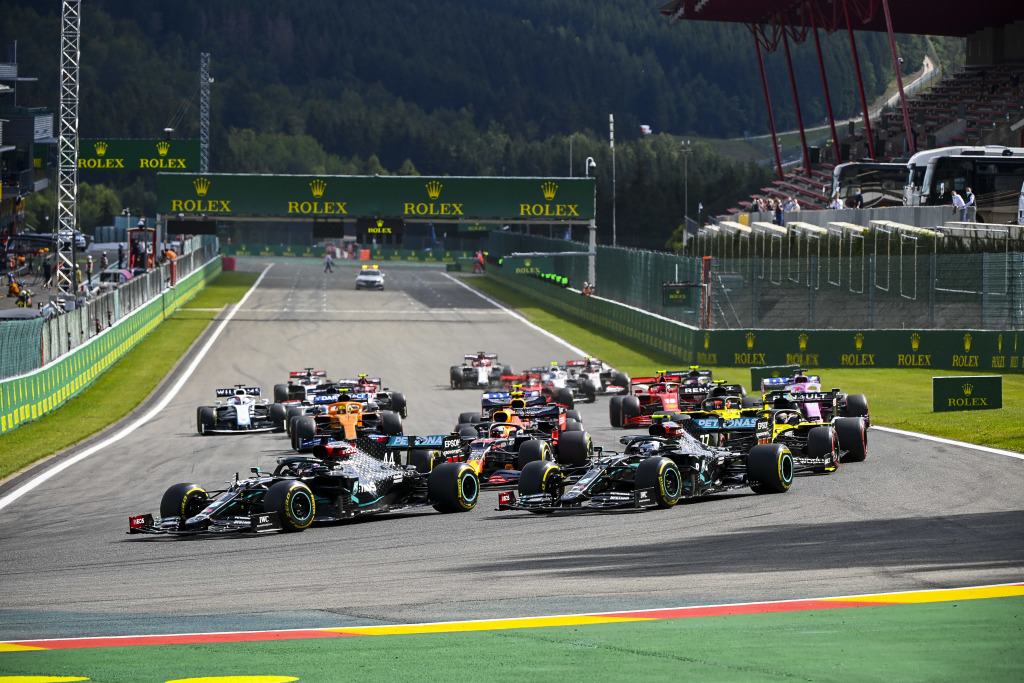 Formula 1 cars racing at Spa-Francorchamps