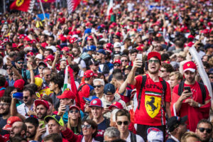 Formula 1 fans cheering in the grandstands