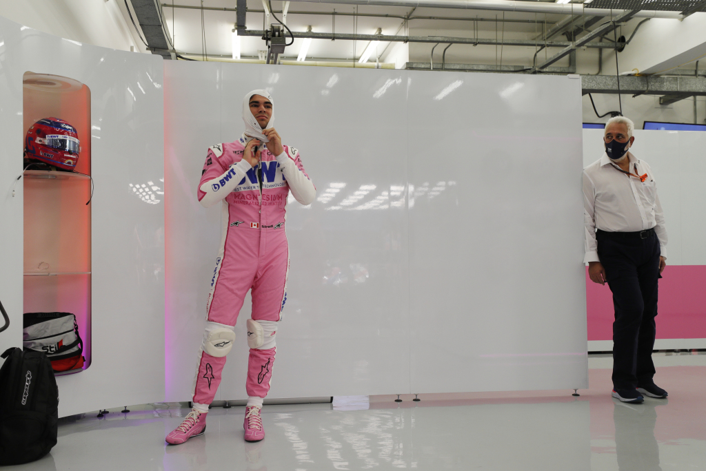 Lance Stroll and father Lawrence Stroll before a Formula 1 race