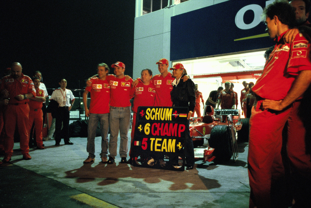 Michael Schumacher celebrates his 6th World Championship.