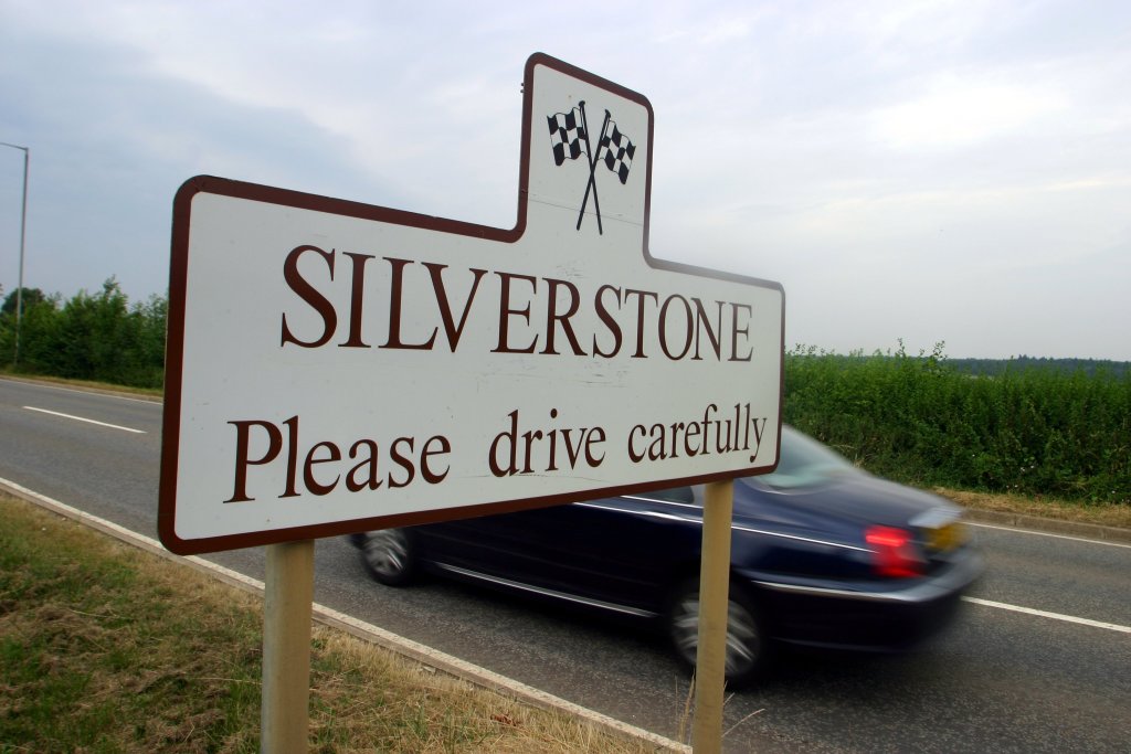 A village sign for Silverstone Village.