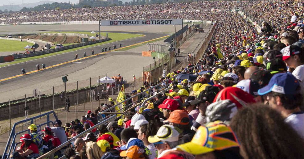 Fans watching a MotoGP race in Valencia