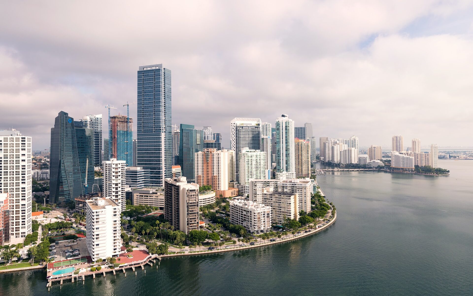 An aerial shot of Miami