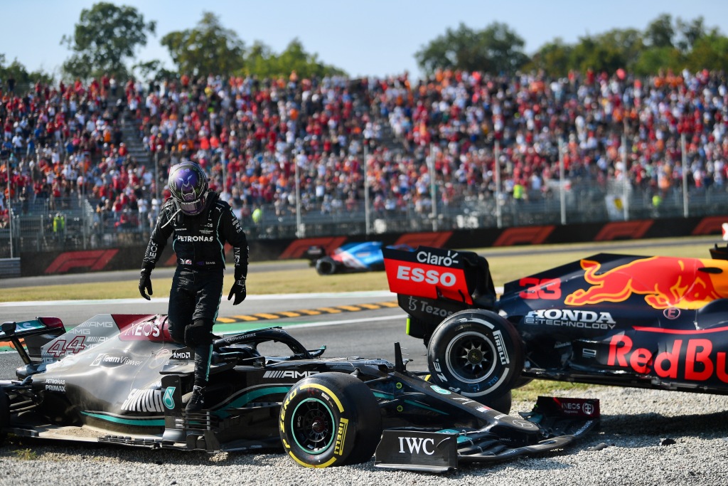 Lewis Hamilton climbs out of his Formula 1 car