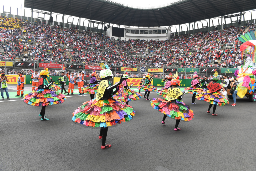 A parade taking place at the Mexican Grand Prix