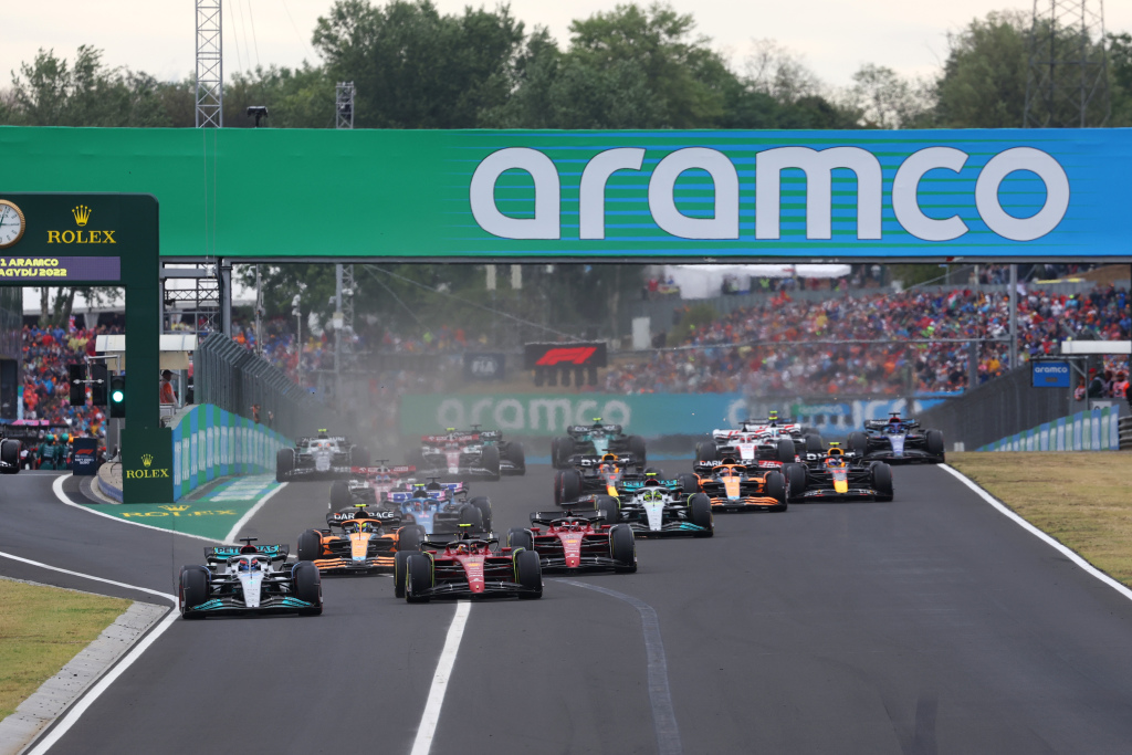 The start of a Formula 1 race in Hungary
