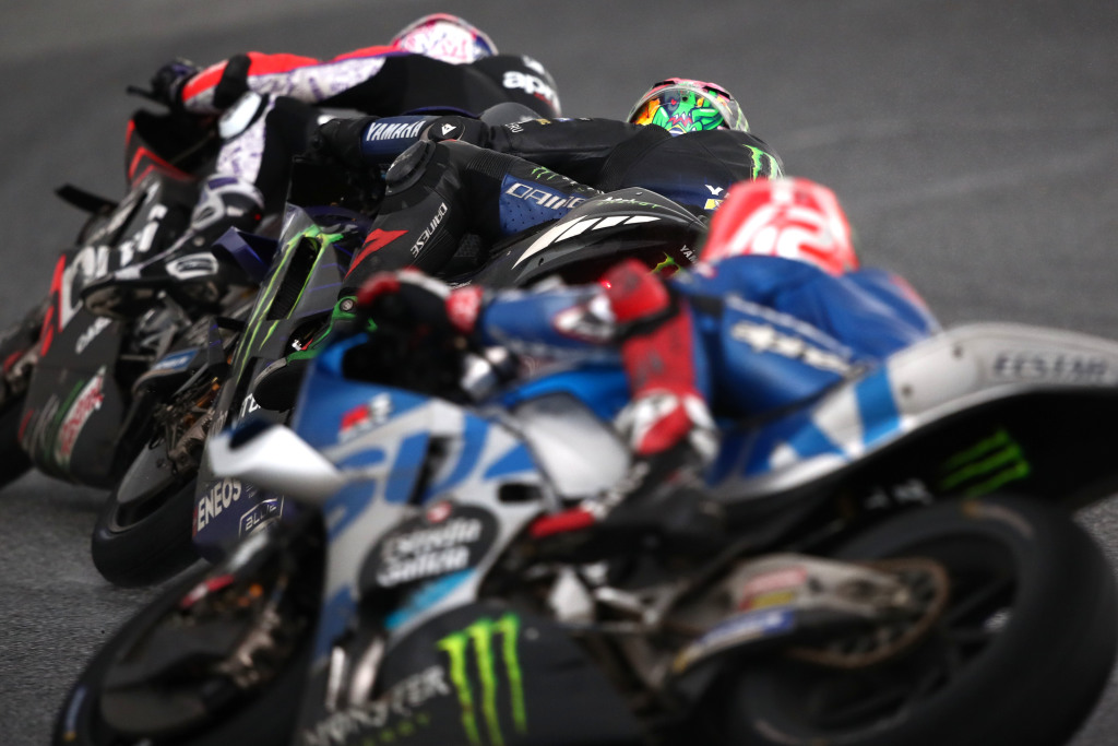 MotoGP bikes racing on track