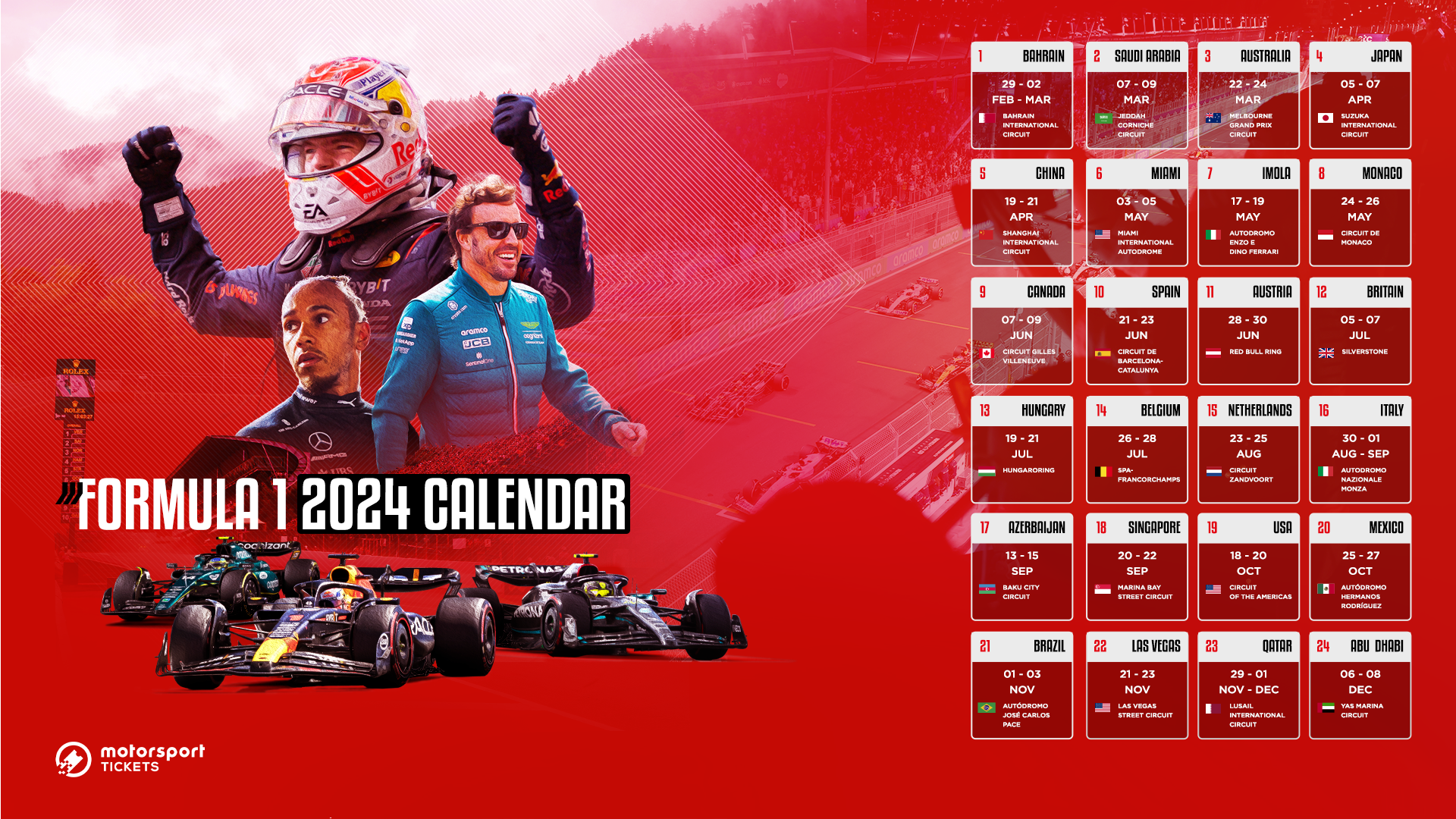Seth Griffith Kabar F1 Kalender 2024 Tickets