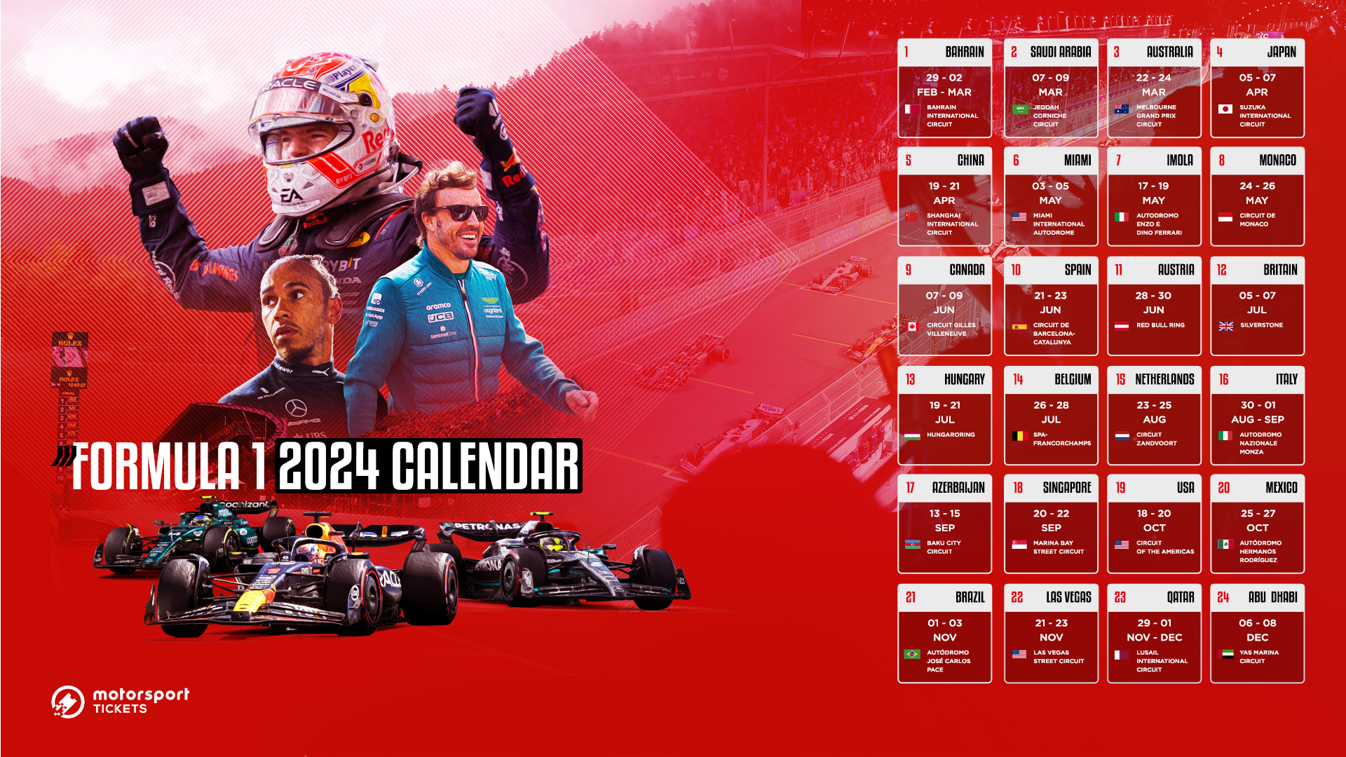 2024 F1 Grand Prix Calendar Phil Trudie