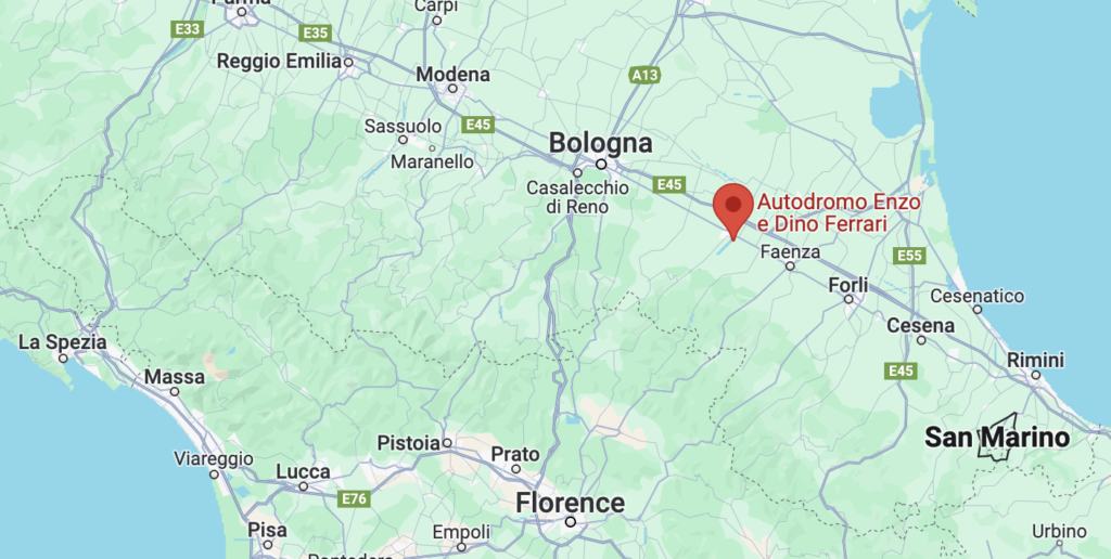 Imola Grand Prix relative to Florence and Bologna