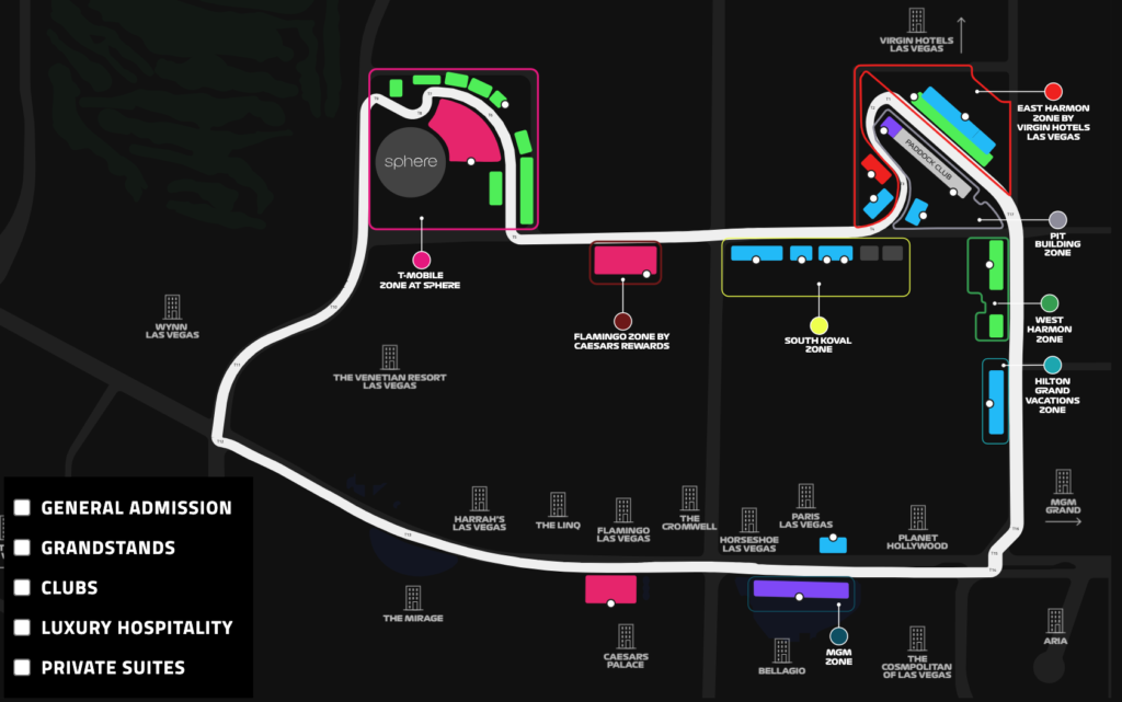 Las Vegas Grandstand Guide map