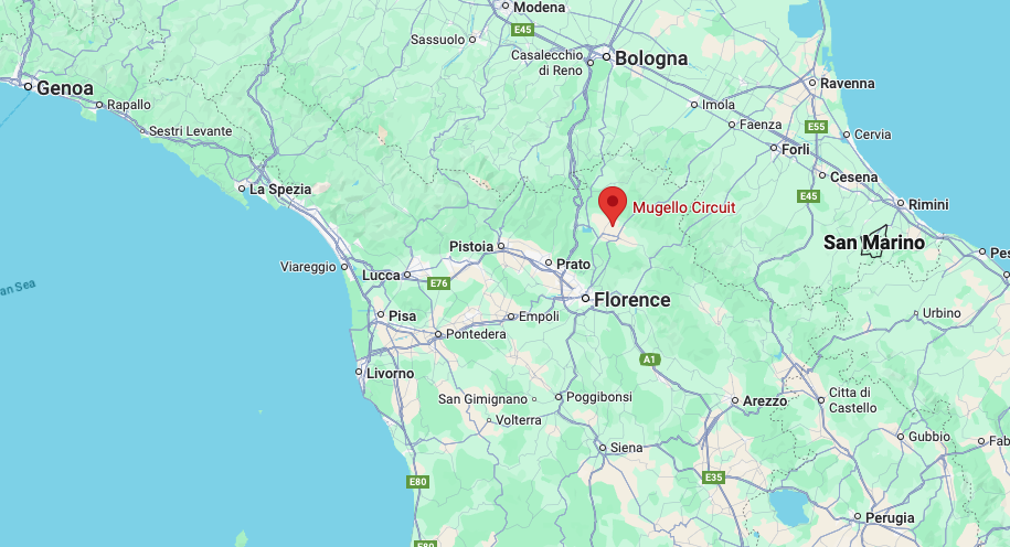 Mugello Circuit on a map