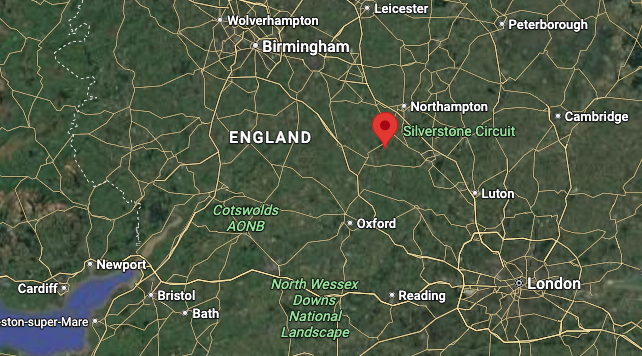 Silverstone of Map of England