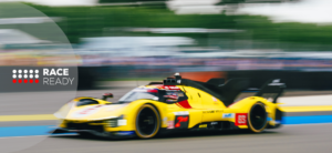 Yellow Ferrari at Le Mans 24h