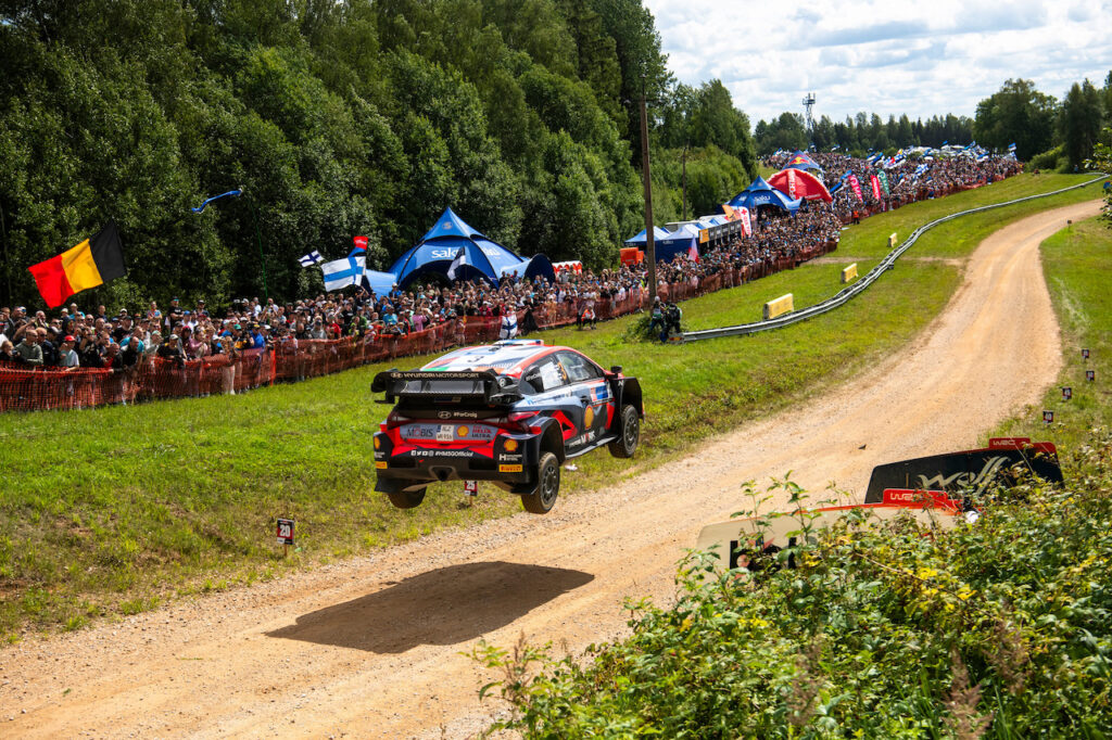 Rally car airborne in Estonia